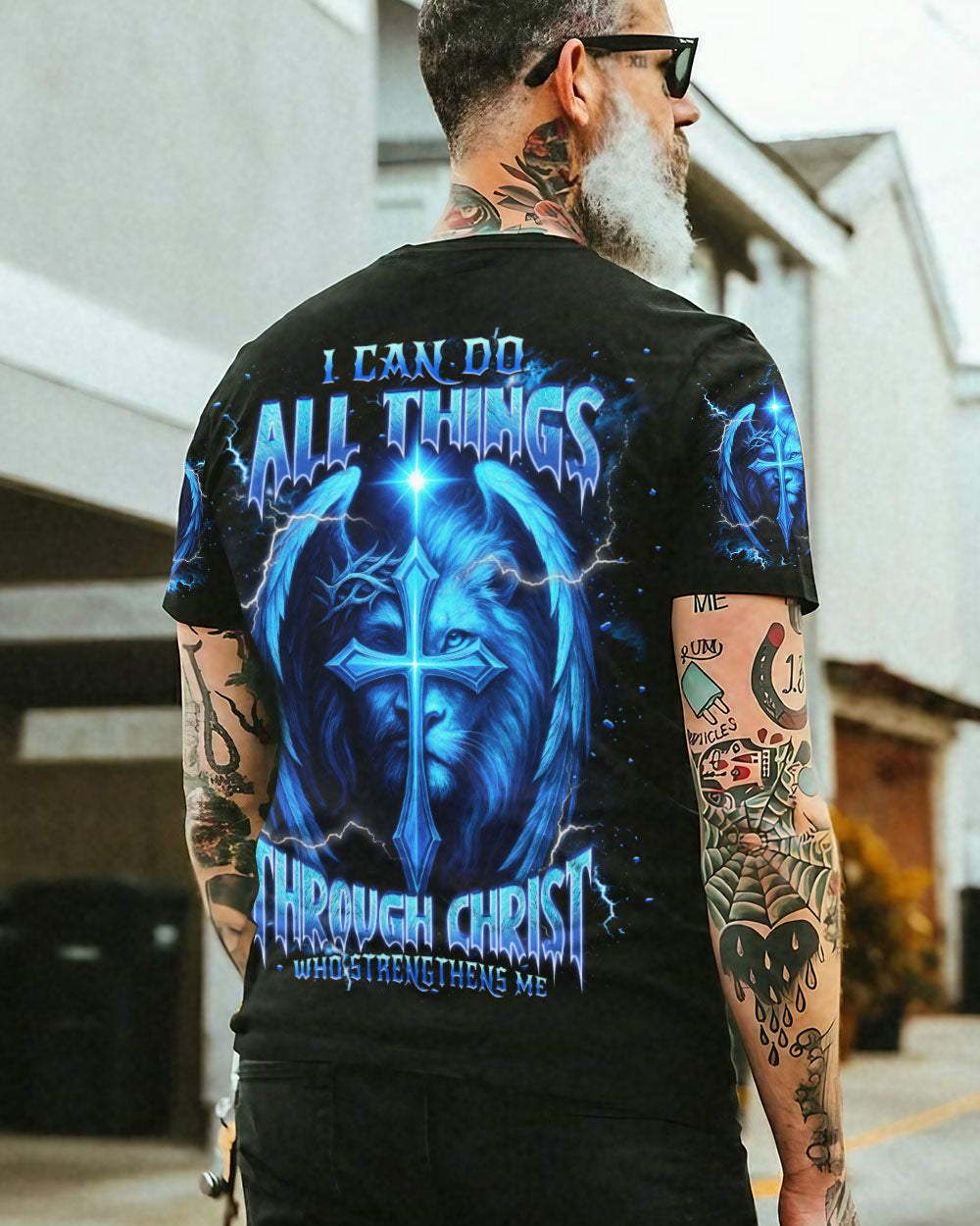 I Can Do All Things Cross Lion Wings Men's All Over Print Shirt  - Tlnt1404252