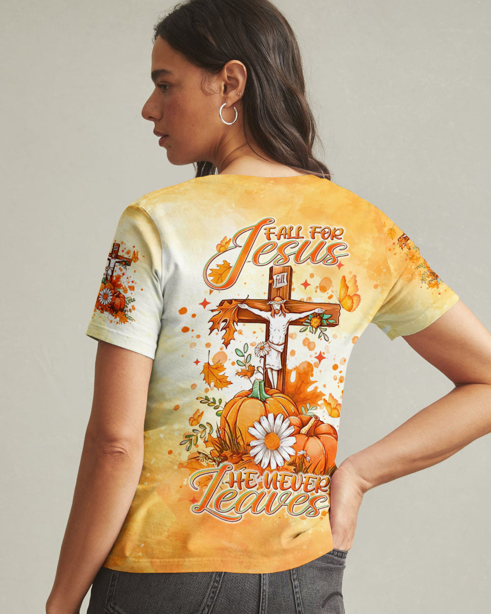 Fall For Jesus He Never Leaves Women's All Over Print Shirt - Tlnt2907242