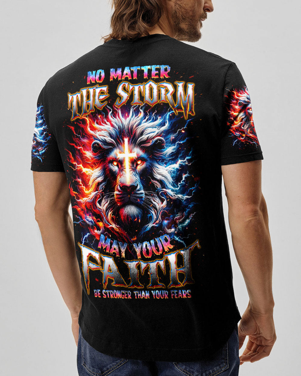 No Matter The Storm Lion Men's All Over Print Shirt - Tlnz2210244