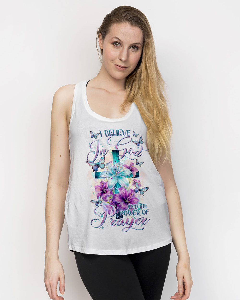 I Believe In God Lilies Flower Cross Women's All Over Print Shirt - Tltr0201243