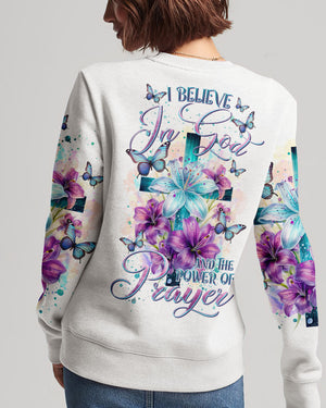 I Believe In God Lilies Flower Cross Women's All Over Print Shirt - Tltr0201243
