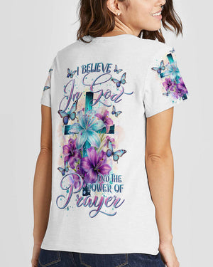 I Believe In God Lilies Flower Cross Women's All Over Print Shirt - Tltr0201243