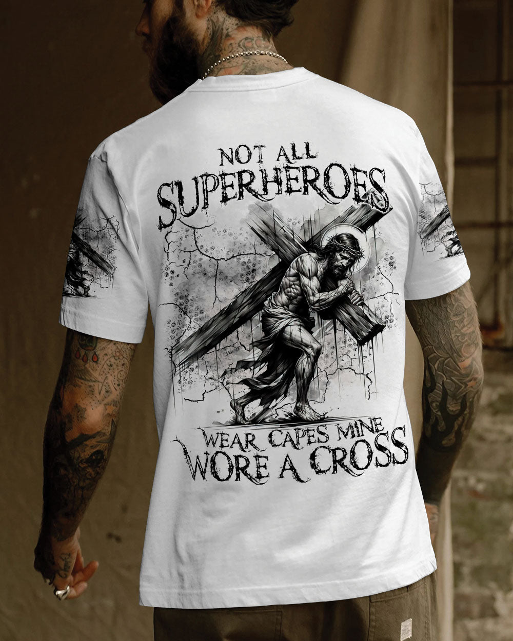Not All Superheroes Wear Capes Mine Wore A Cross Men's All Over Print Shirt - Tltr1809243
