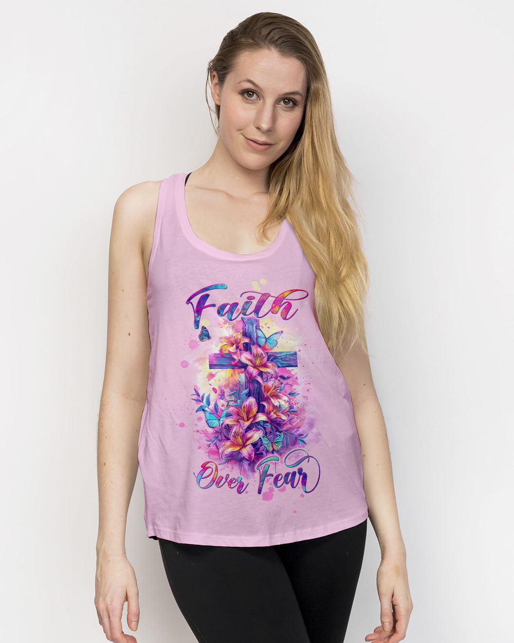 Faith Over Fear Cross Lilies Women's All Over Print Shirt - Tltw1503245