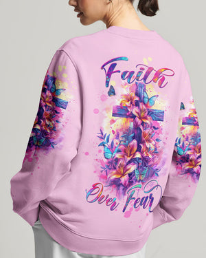 Faith Over Fear Cross Lilies Women's All Over Print Shirt - Tltw1503245