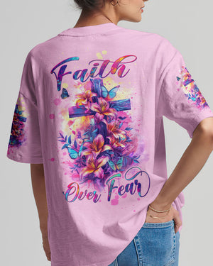 Faith Over Fear Cross Lilies Women's All Over Print Shirt - Tltw1503245