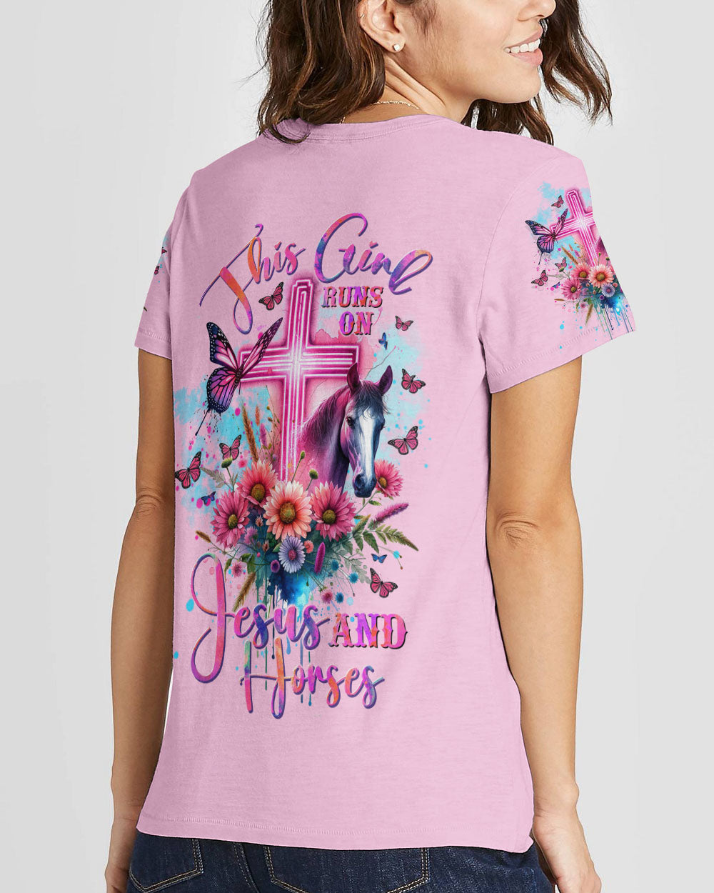 Runs On Jesus And Horses Women's All Over Print - Tltw1812233