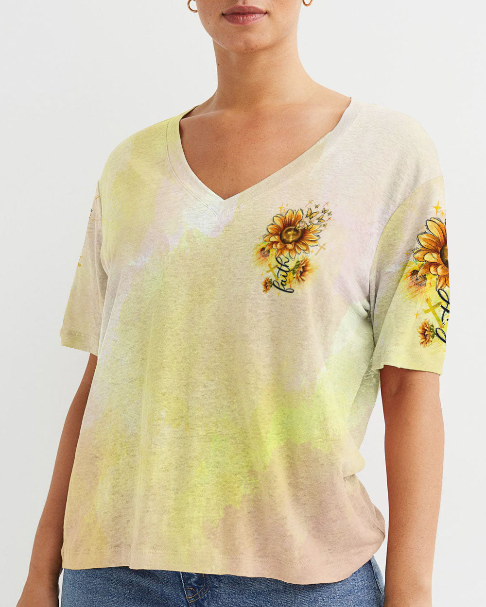 Faith Sunflowers Women's All Over Print Shirt - Tltw1906243