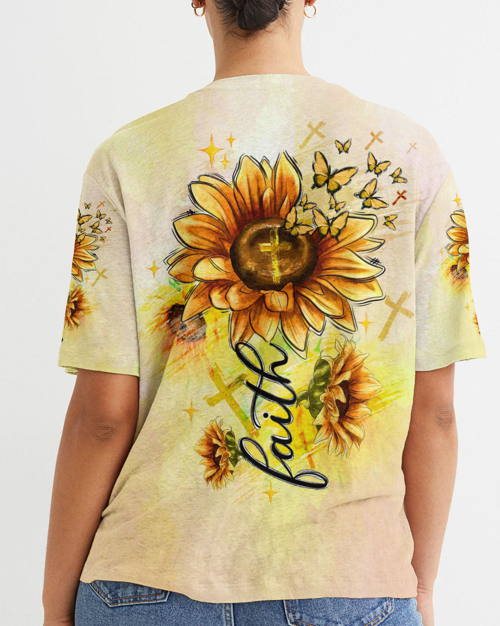 Faith Sunflowers Women's All Over Print Shirt - Tltw1906243