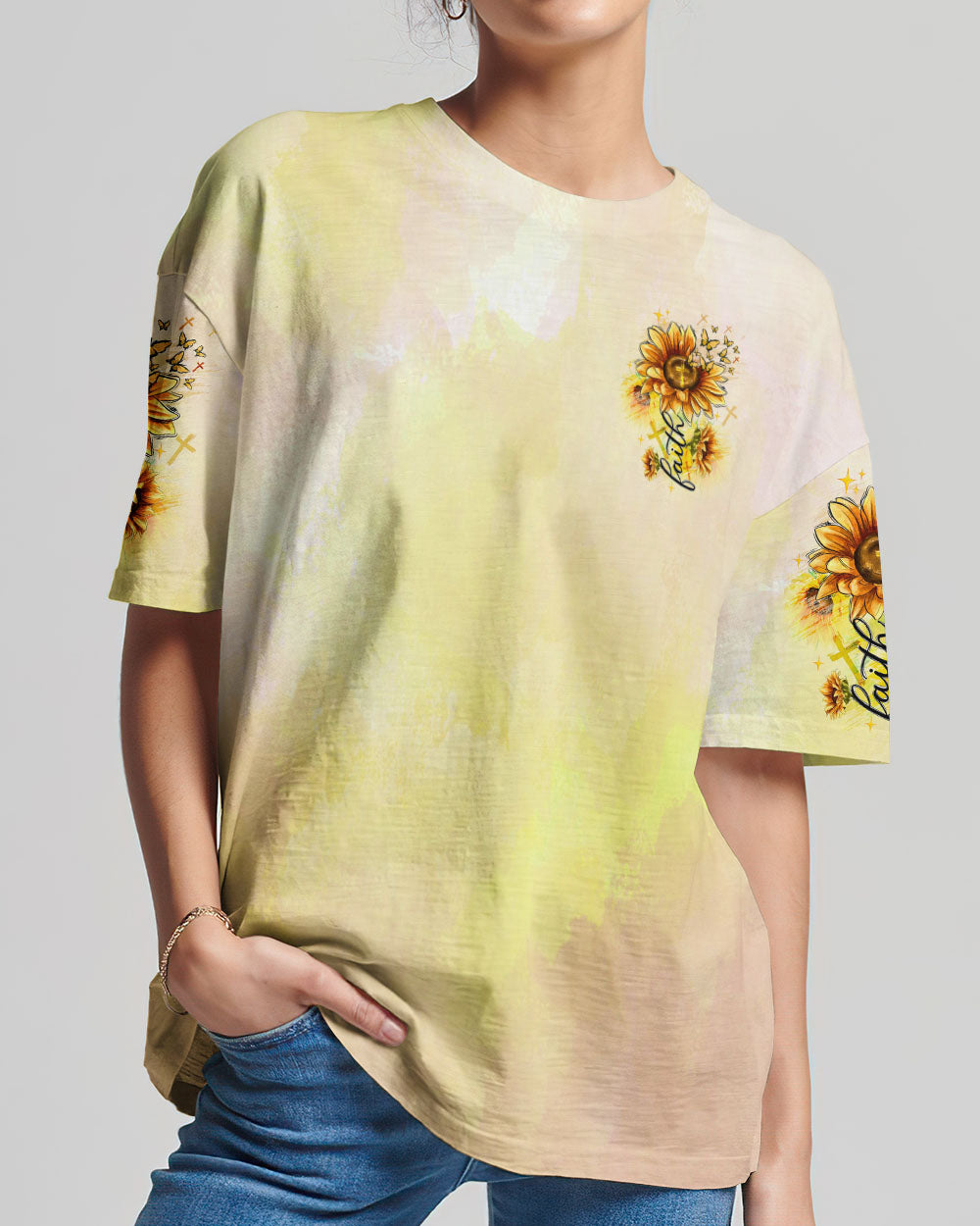 Faith Sunflowers Women's All Over Print Shirt - Tltw1906243
