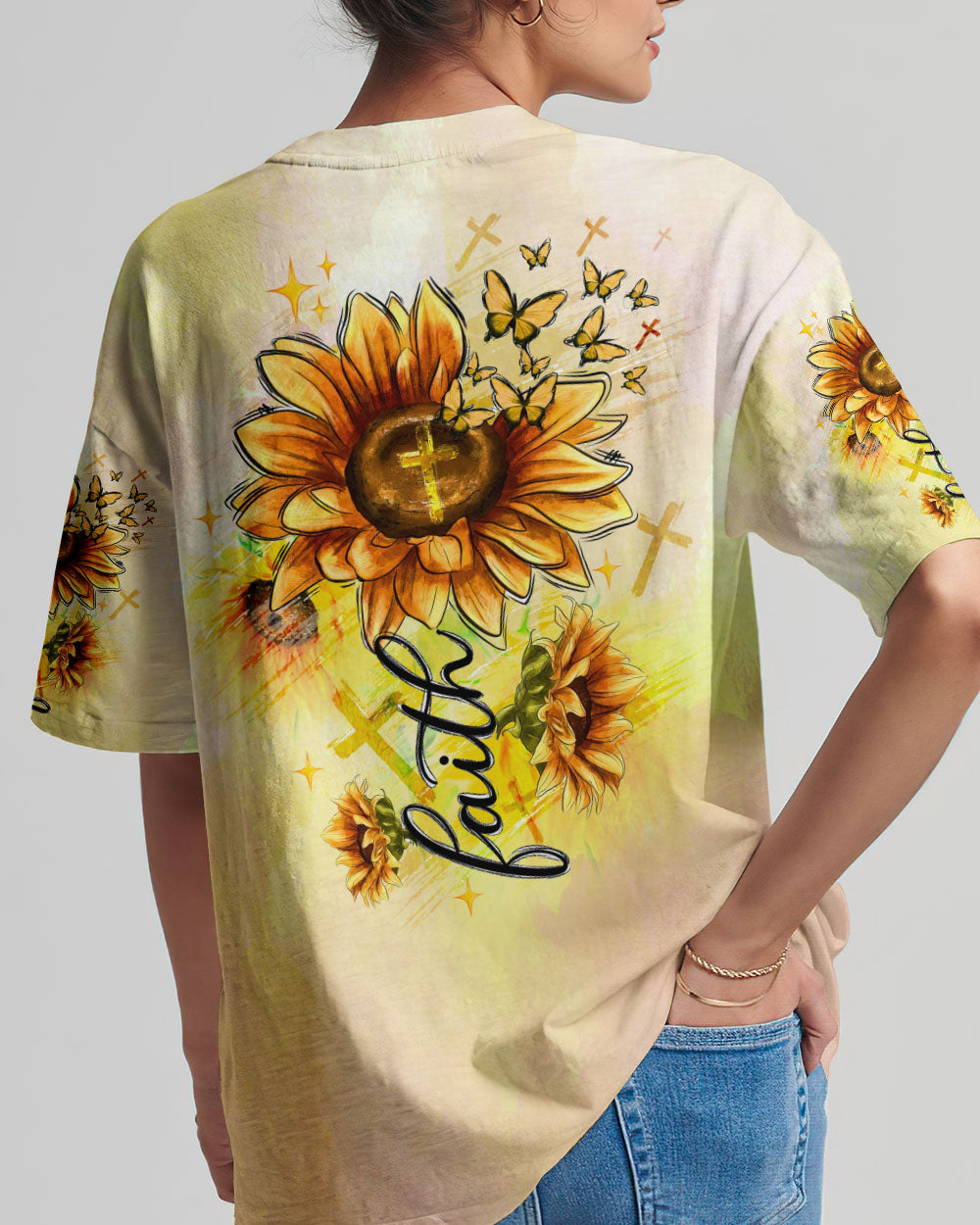 Faith Sunflowers Women's All Over Print Shirt - Tltw1906243