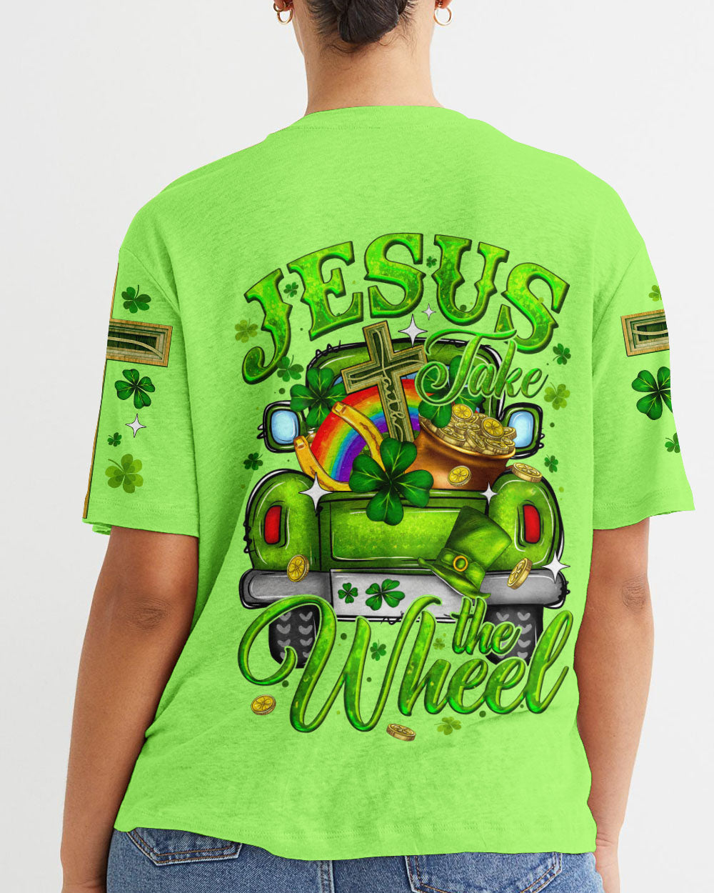 Jesus Take The Wheel Patrick's Day Women's All Over Print Shirt - Ty0301242