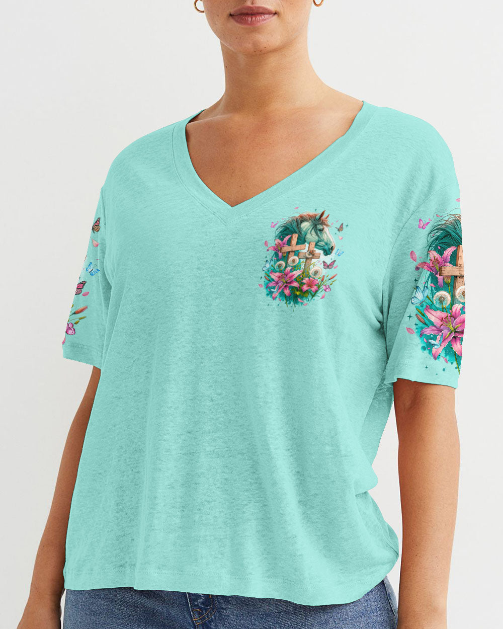 Runs On Jesus And Horses Women's All Over Print Shirt - Tyqy0912231