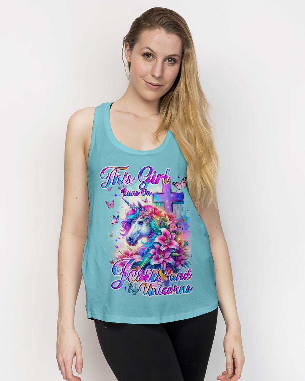 Runs On Jesus And Unicorns Women's All Over Print Shirt - Tyqy1612231