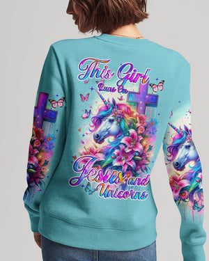 Runs On Jesus And Unicorns Women's All Over Print Shirt - Tyqy1612231