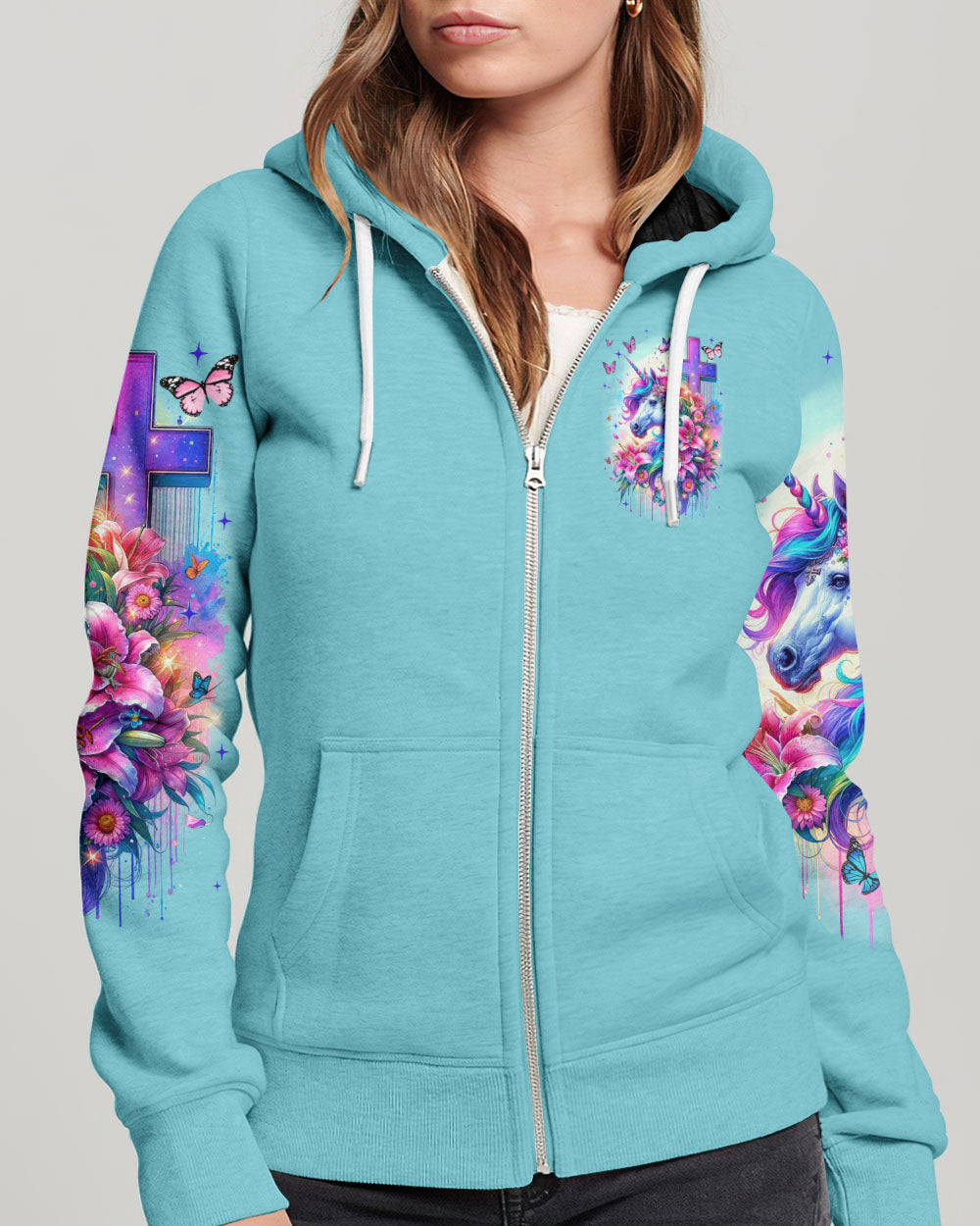 Runs On Jesus And Unicorns Women's All Over Print Shirt - Tyqy1612231