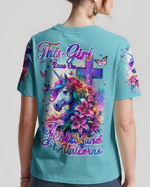 Runs On Jesus And Unicorns Women's All Over Print Shirt - Tyqy1612231