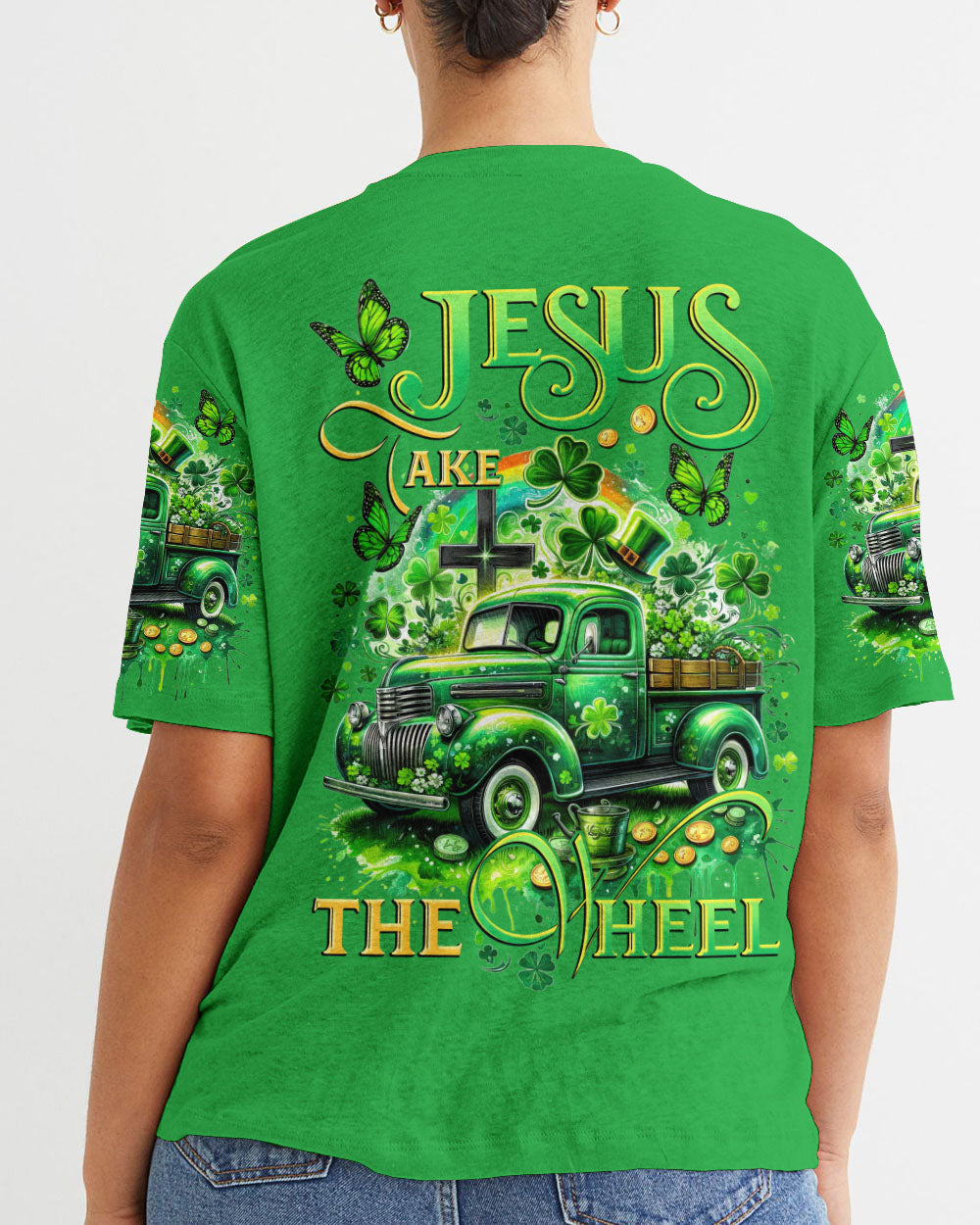 Jesus Take The Wheel Patrick's Day Women's All Over Print Shirt - Tytd0301242