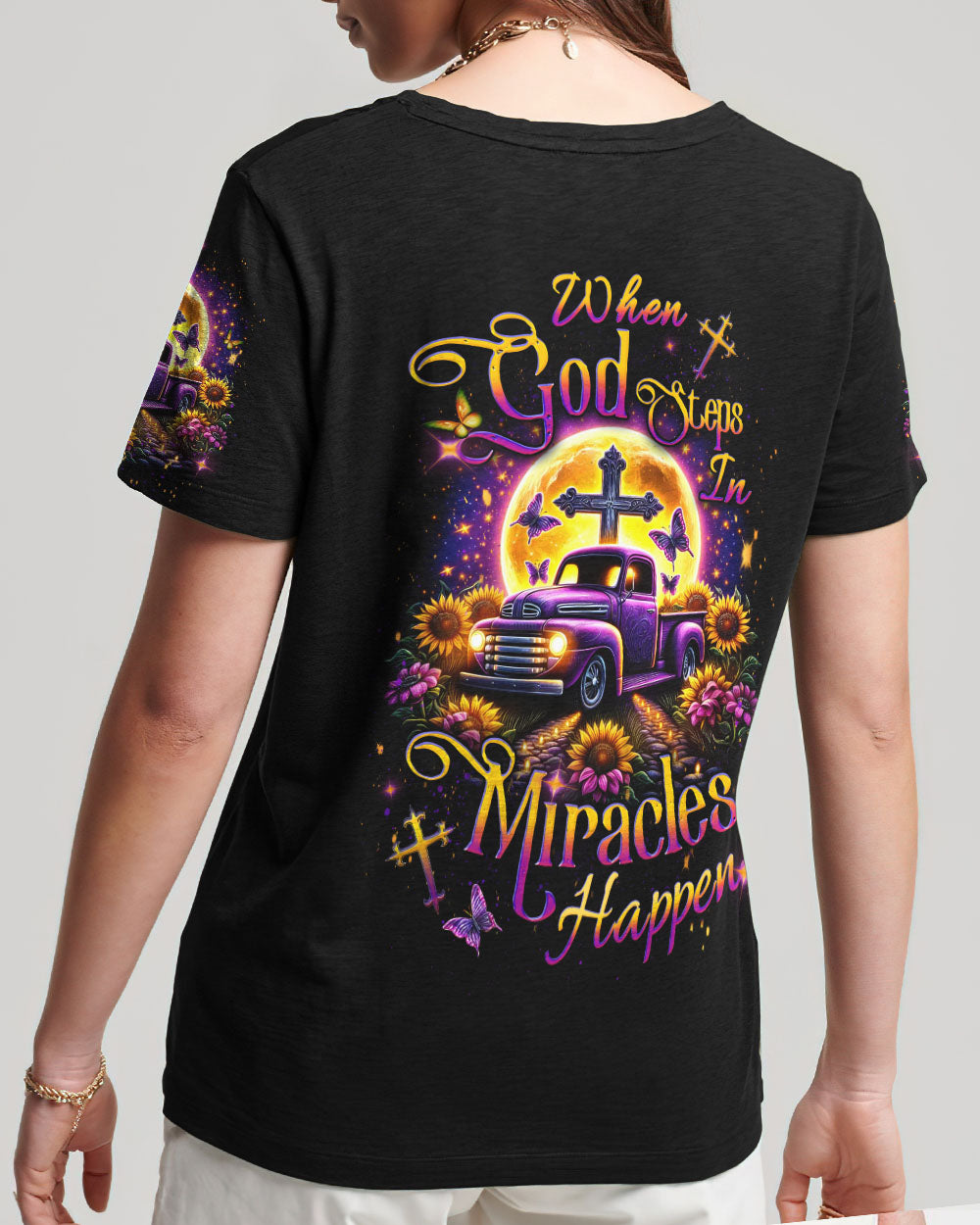 When God Steps In Miracles Happen Women's All Over Print Shirt - Yhdu3101241