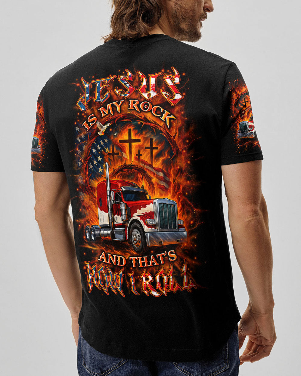 Jesus Is My Rock And That's How I Roll Trucker Men's All Over Print Shirt - Yhln0408253