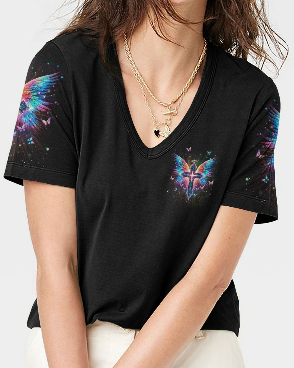 I Believe In God I Believe In Angels Women's All Over Print Shirt - Yhln1901242