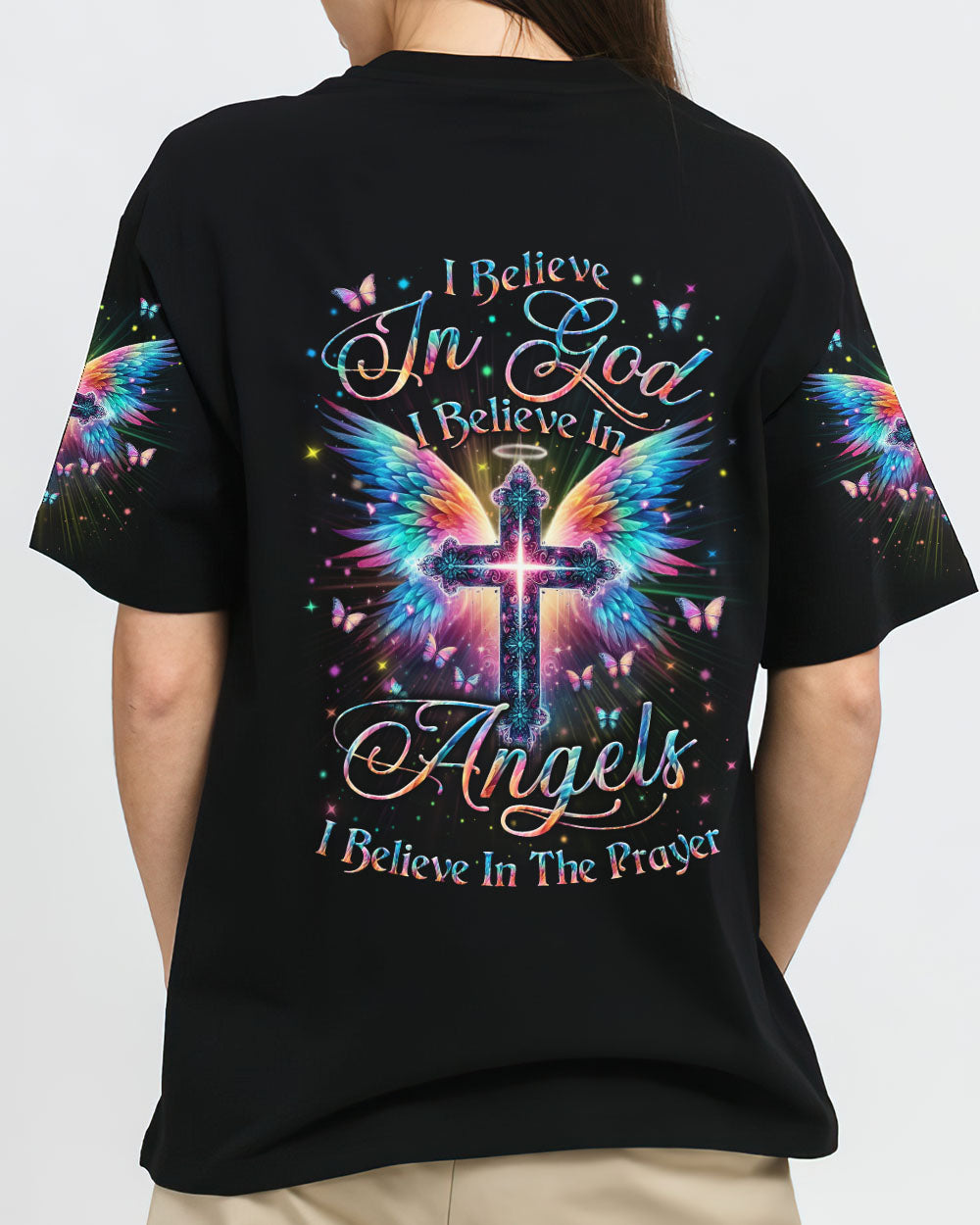 I Believe In God I Believe In Angels Women's All Over Print Shirt - Yhln1901242