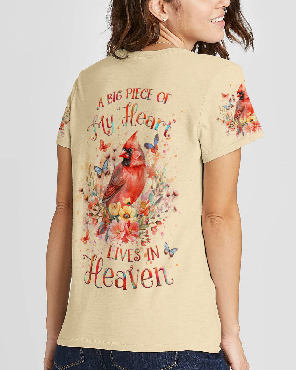 A Big Piece Of My Heart Lives In Heaven Cardinal Women's All Over Print Shirt - Yhlt1603244