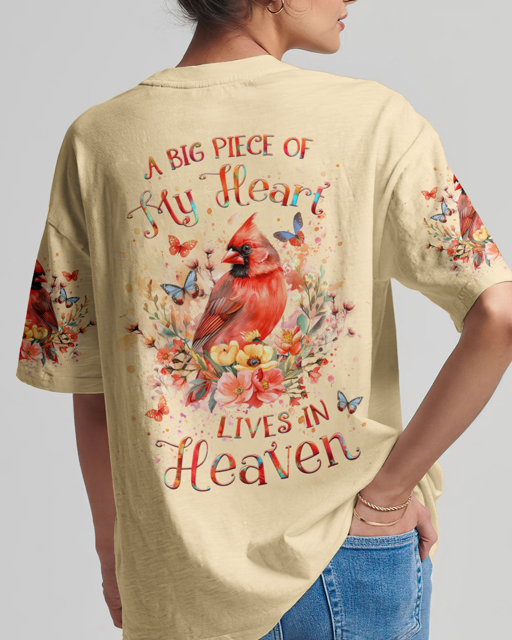 A Big Piece Of My Heart Lives In Heaven Cardinal Women's All Over Print Shirt - Yhlt1603244
