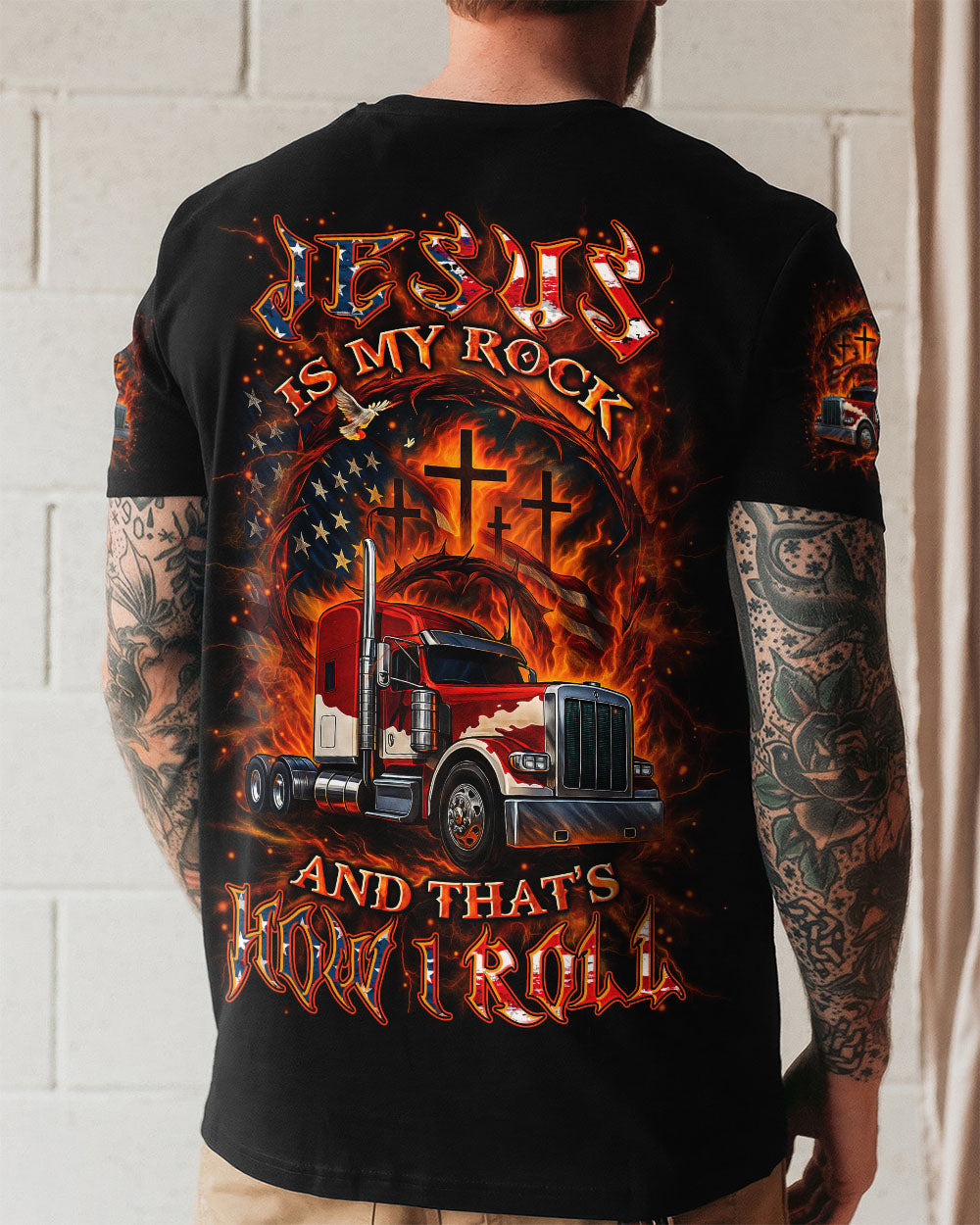 Jesus Is My Rock And That's How I Roll Trucker Men's All Over Print Shirt - Yhln0408253