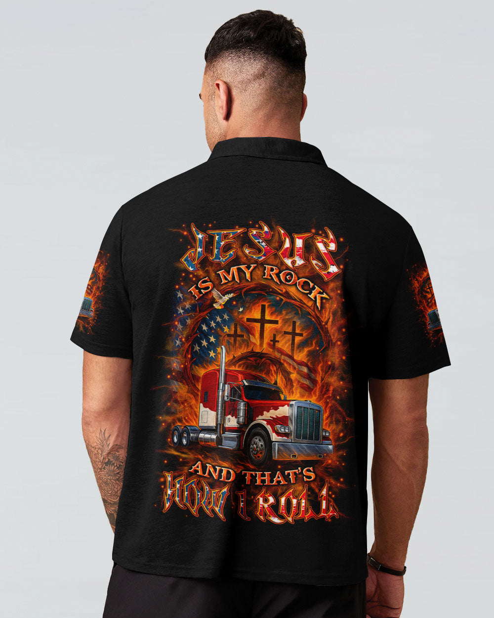Jesus Is My Rock And That's How I Roll Trucker Men's All Over Print Shirt - Yhln0408253