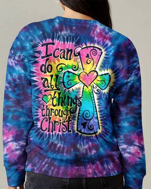 I Can Do All Things Through Christ Colorful Faith Cross Swirl Women's All Over Print Shirt - KM0904263
