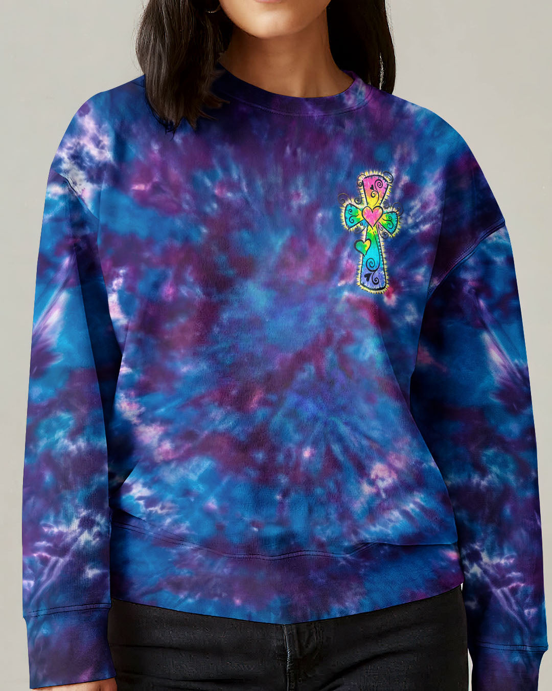 I Can Do All Things Through Christ Colorful Faith Cross Swirl Women's All Over Print Shirt - KM0904263