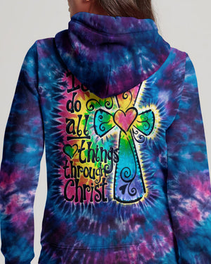 I Can Do All Things Through Christ Colorful Faith Cross Swirl Women's All Over Print Shirt - KM0904263