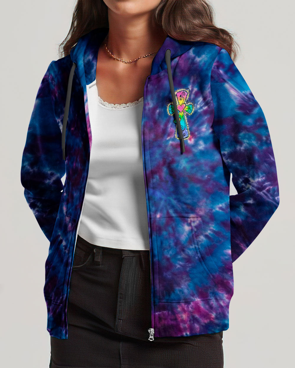 I Can Do All Things Through Christ Colorful Faith Cross Swirl Women's All Over Print Shirt - KM0904263