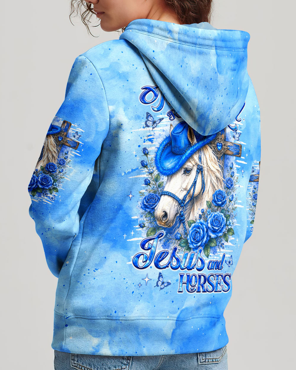This Girl Runs On Jesus And Horses Women's All Over Print Shirt - Tlhg0307263
