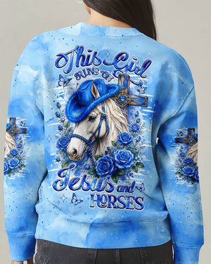 This Girl Runs On Jesus And Horses Women's All Over Print Shirt - Tlhg0307263