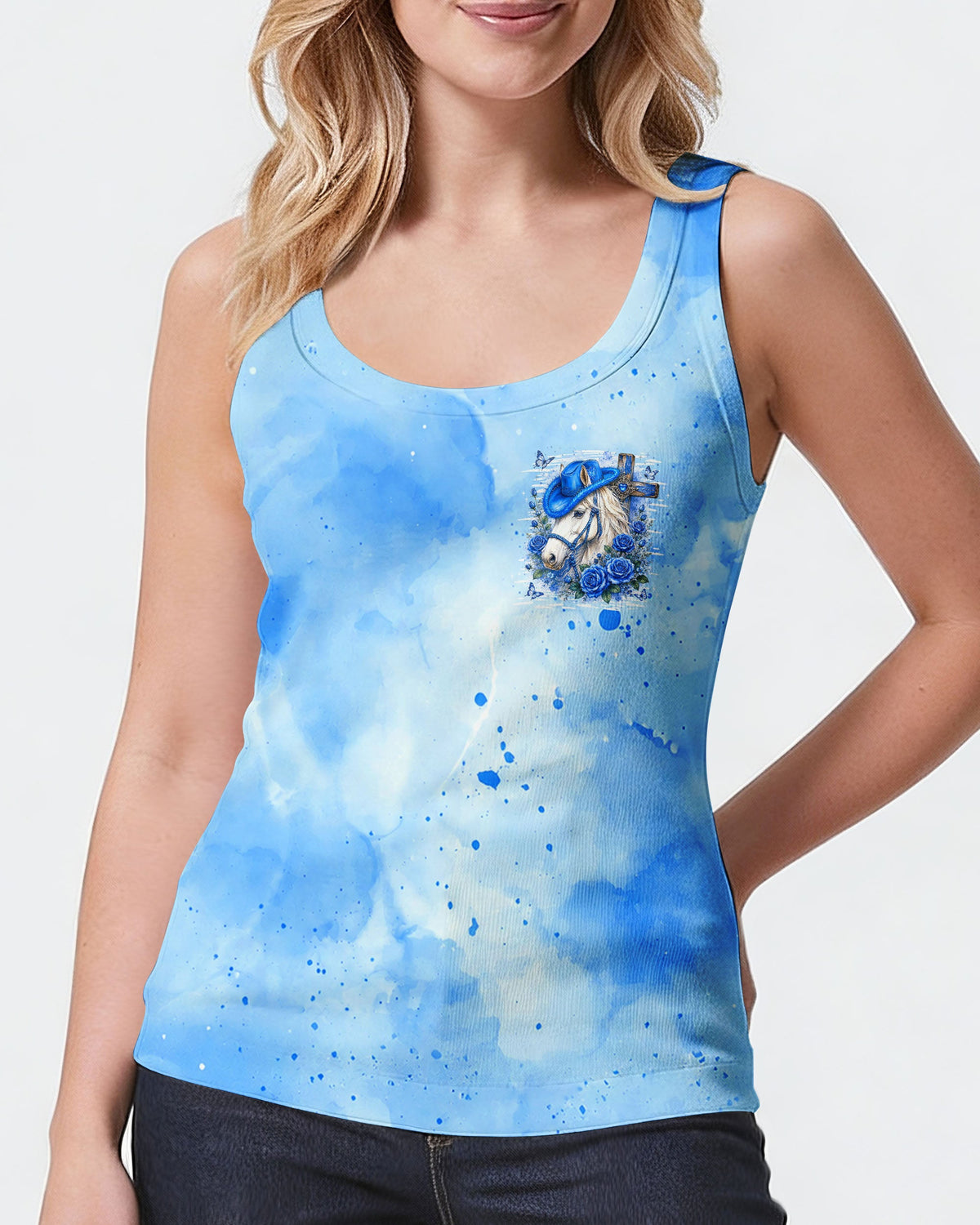 This Girl Runs On Jesus And Horses Women's All Over Print Shirt - Tlhg0307263