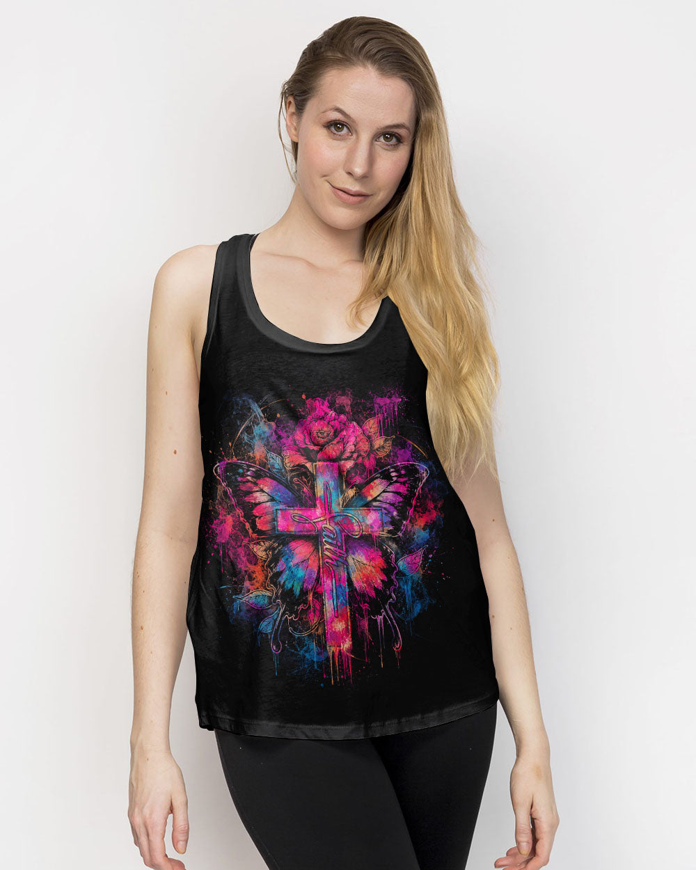 Faith Butterfly Rose Cross Women's All Over Print  - Tlhg0805263