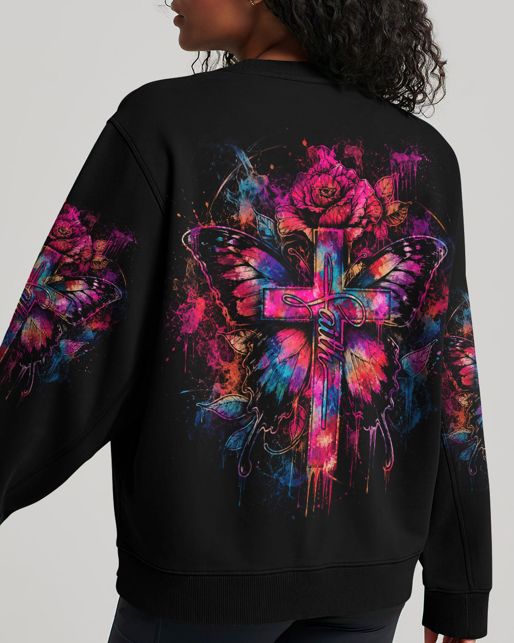 Faith Butterfly Rose Cross Women's All Over Print  - Tlhg0805263