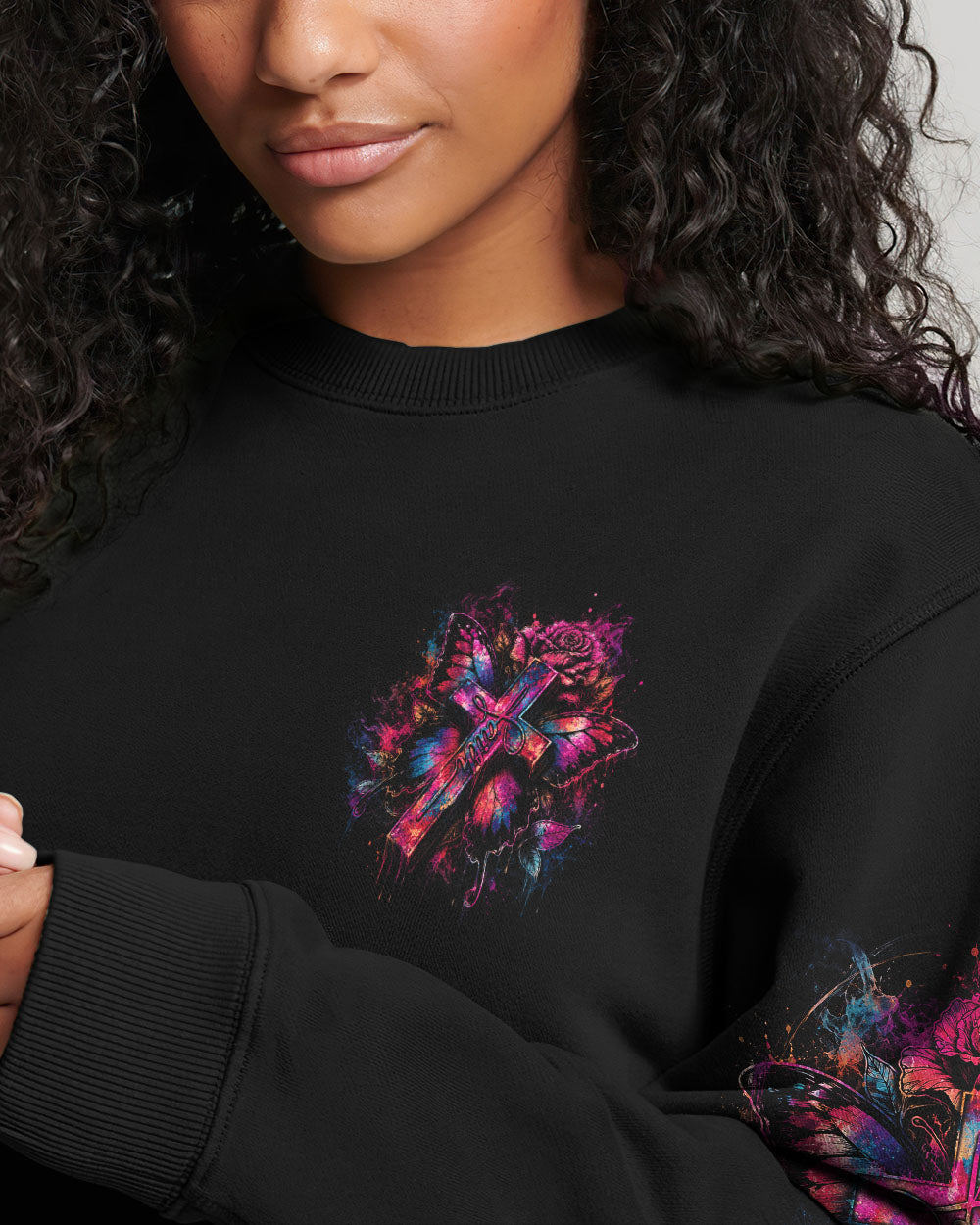 Faith Butterfly Rose Cross Women's All Over Print  - Tlhg0805263