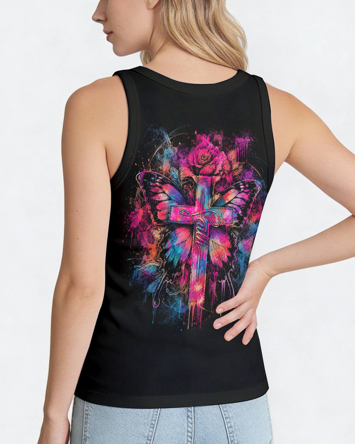 Faith Butterfly Rose Cross Women's All Over Print  - Tlhg0805263