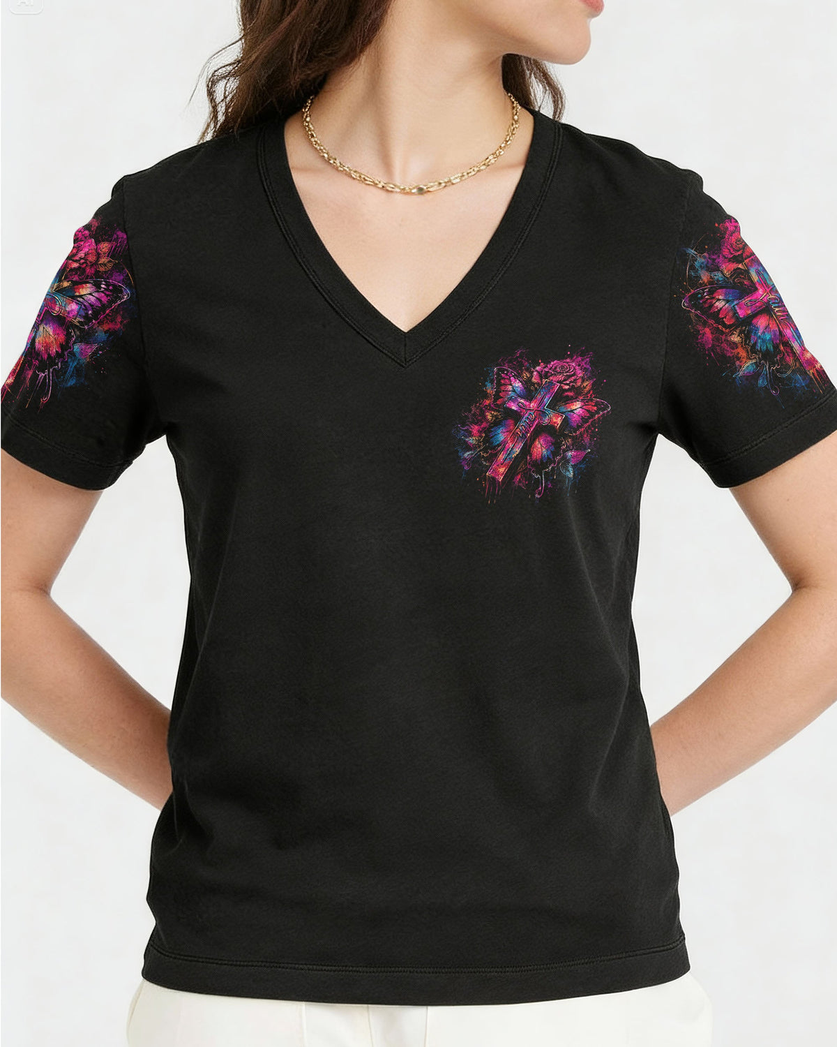 Faith Butterfly Rose Cross Women's All Over Print  - Tlhg0805263