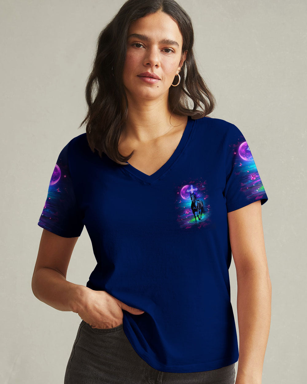 Blessed By God Loved By Jesus Horse Women's All Over Print Shirt - Tlhg1203261