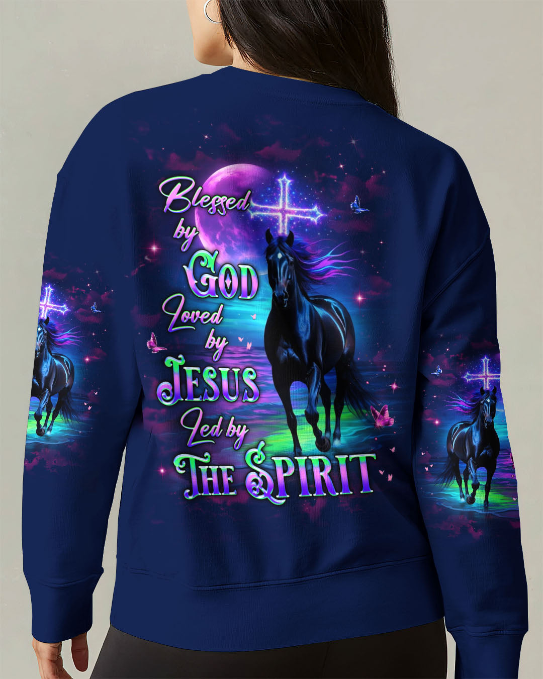 Blessed By God Loved By Jesus Horse Women's All Over Print Shirt - Tlhg1203261