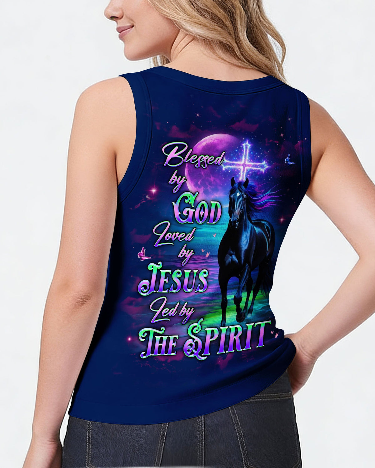 Blessed By God Loved By Jesus Horse Women's All Over Print Shirt - Tlhg1203261