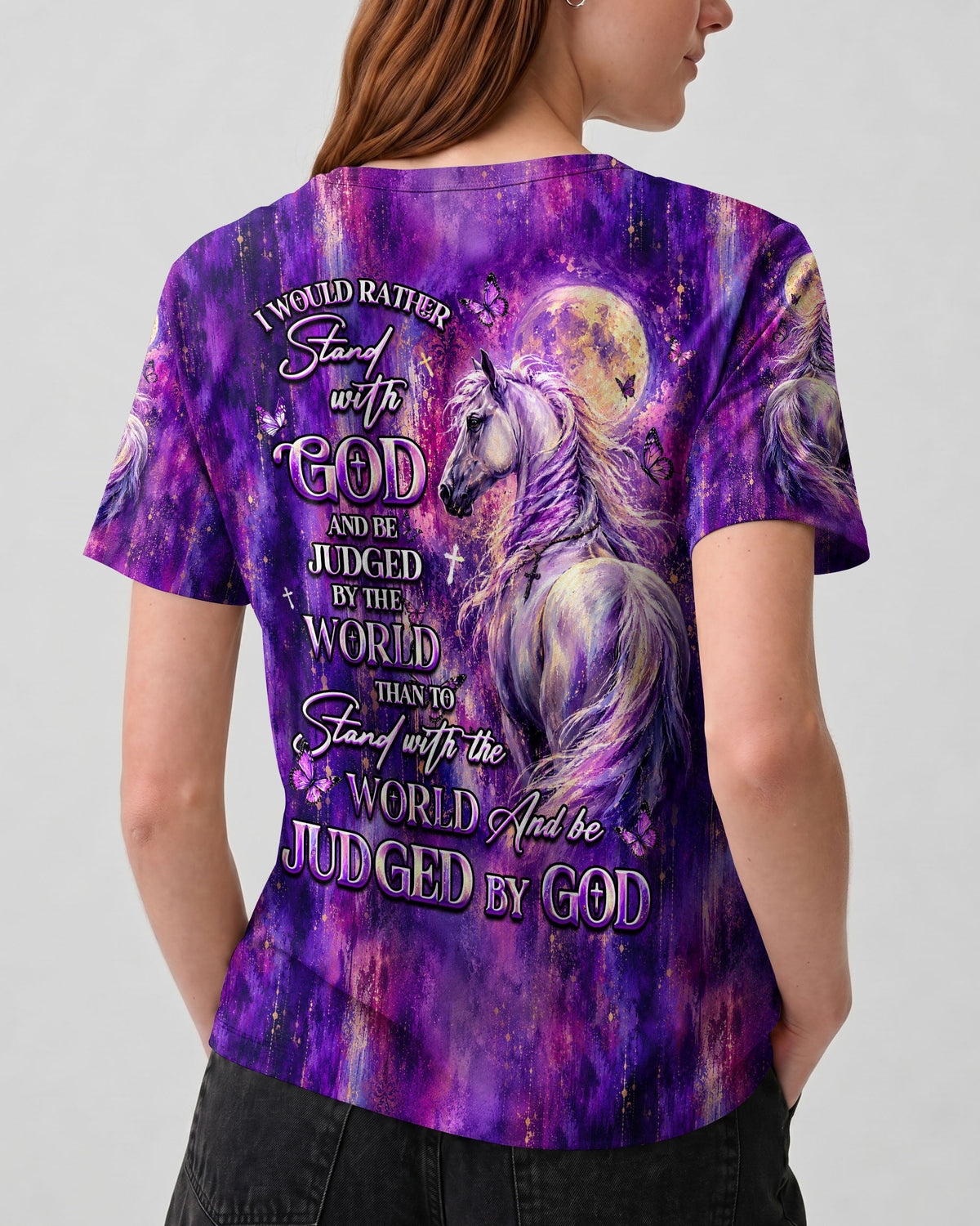 I Would Rather Stand With God Horse Women's All Over Print Shirt  - Tlhg3006261