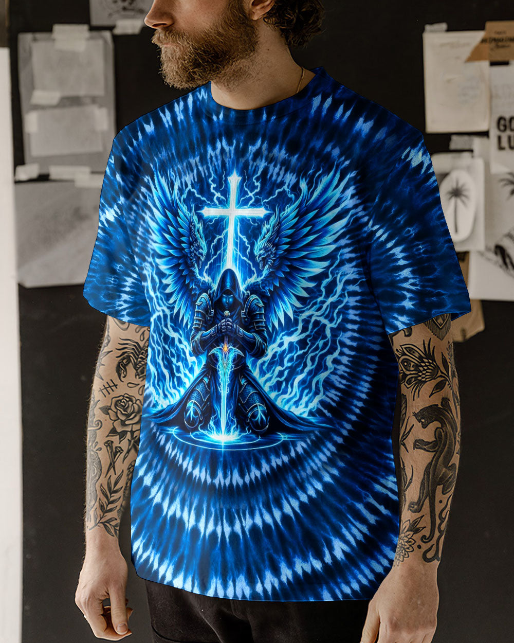 Warrior With Wings Swirl Men's All Over Print Shirt - Tlhn0903263