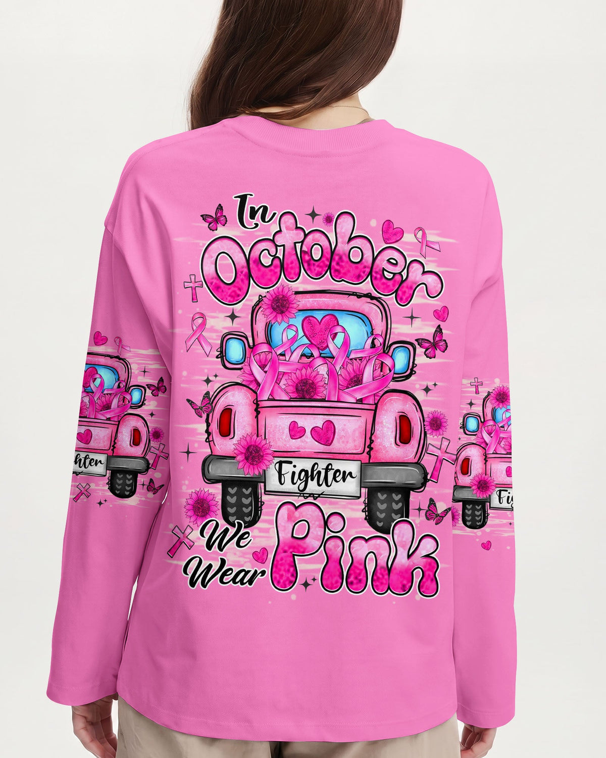 In October We Wear Pink Breast Cancer Awareness Women's All Over Print Shirt - Tlhn2407262