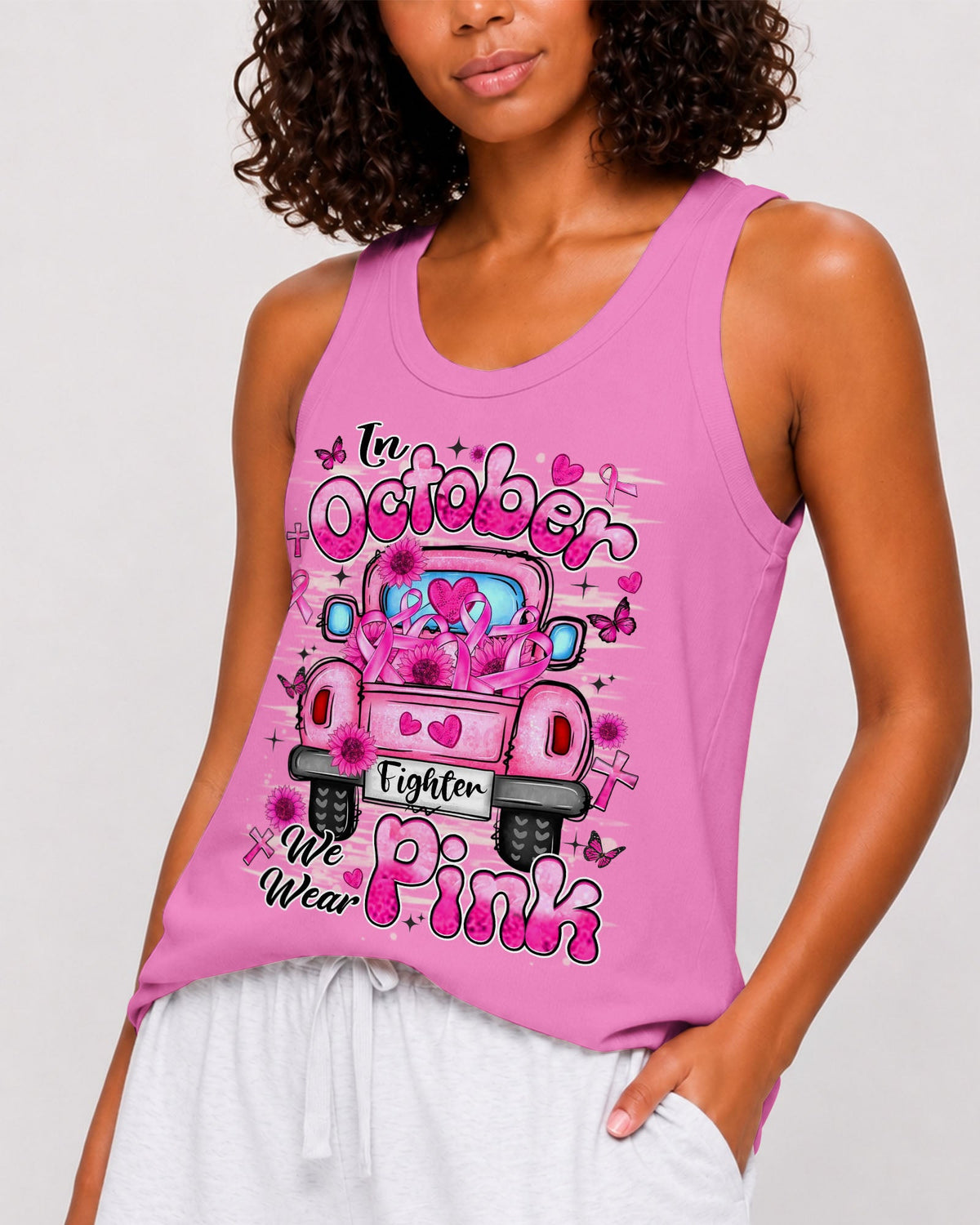 In October We Wear Pink Breast Cancer Awareness Women's All Over Print Shirt - Tlhn2407262