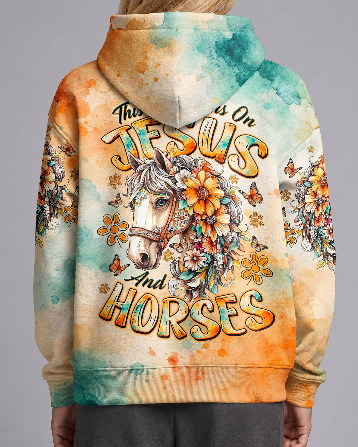 This Girl Runs On Jesus And Horses Women's All Over Print Shirt - Tlno0308264